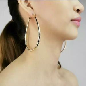 Large Oval Women Hoop Gold Color Earring